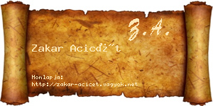 Zakar Acicét névjegykártya